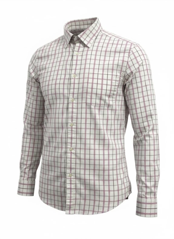 SERGIO TACCHINI Shirt Plaid White/Purple Men's 2XL