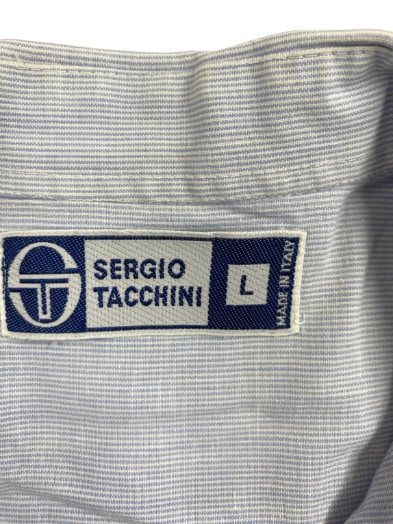 SERGIO TACCHINI Πουκάμισο Κοντομάνικο VINTAGE Λογότυπο Striped Γαλάζιο/Λευκό Ανδρικό L