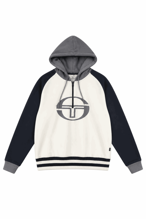 SERGIO TACCHINI FELPA ZIP SPORTSWEAR BIANCO NERO GRIGIO UOMO PRE OWNED L