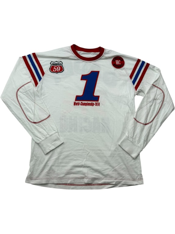 Sinclair Motor Oil Vintage Racing Long Sleeve T-Shirt Number 1 White Men’s L