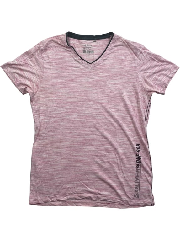 S.OLIVER T-Shirt Slim Fit Logo Print Ροζ Ανδρικό L