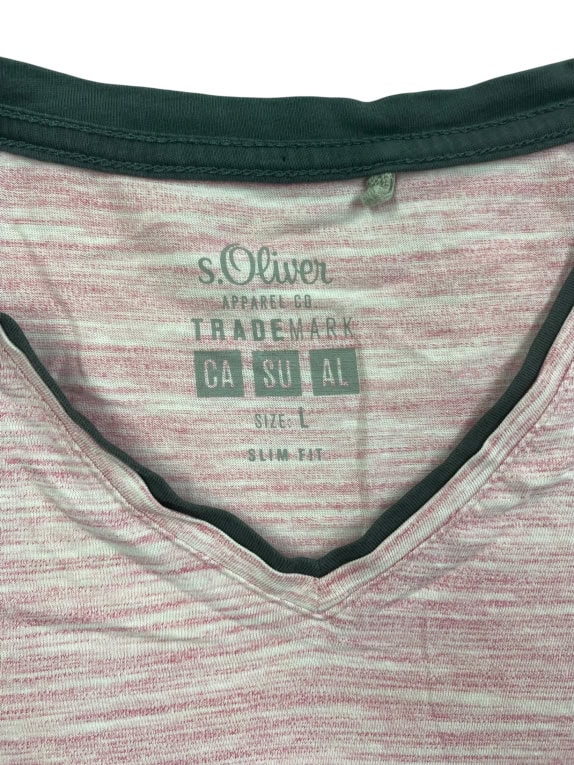 S.OLIVER T-Shirt Slim Fit Logo Print Ροζ Ανδρικό L