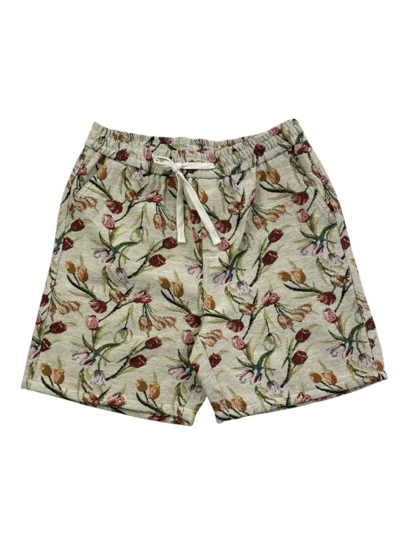 FLORAL PRINT SHORTS TULIPS BEIGE UNISEX L