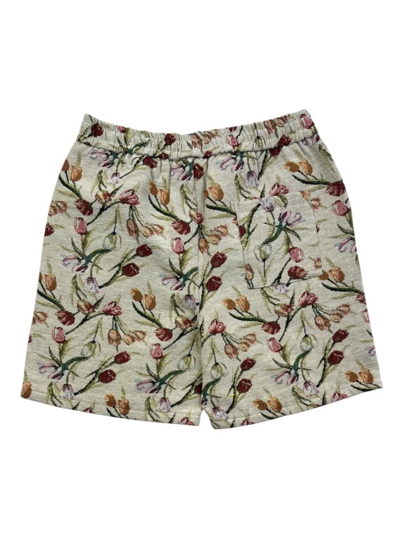 FLORAL PRINT SHORTS TULIPS BEIGE UNISEX L