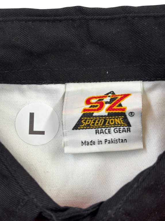 SPEED ZONE RACE GEAR SHORT SLEEVE SHIRT RACING BLACK RED WHITE MENS PRE OWNED L