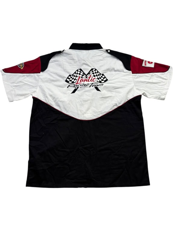 SPEED ZONE RACE GEAR SHORT SLEEVE SHIRT RACING BLACK RED WHITE MENS PRE OWNED L