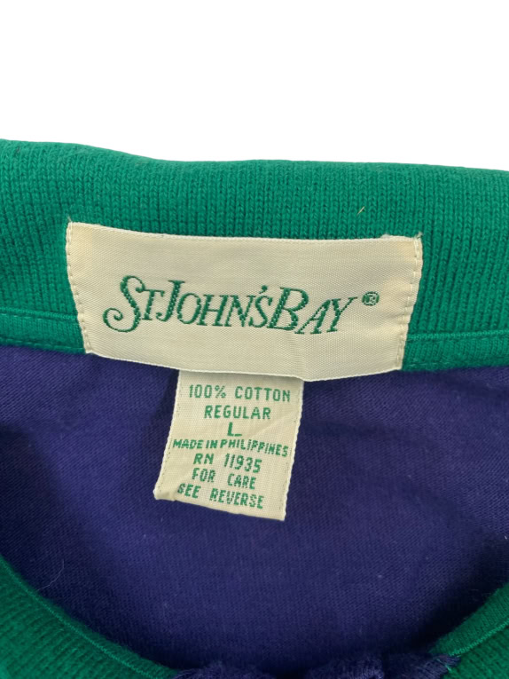 St. John’s Bay Striped Polo Shirt Blue-Green