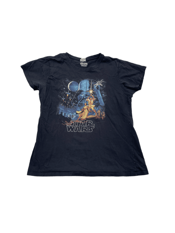 1990s STAR WARS T SHIRT GRAPHIC NAVY ΓΥΝΑΙΚΕΙΟ PRE OWNED S