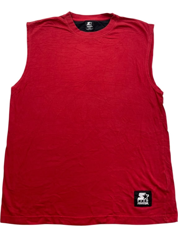 STARTER SLEEVELESS TOP VINTAGE RED MENS L pre-owned