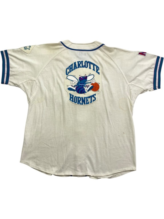 STARTER Charlotte Hornets NBA Jersey stile baseball vintage BIANCO da uomo XL