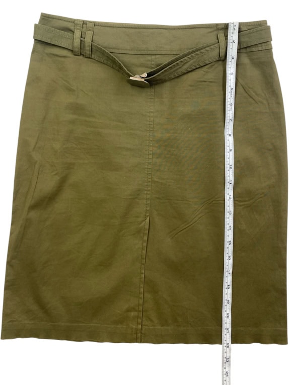STEFANEL MIDI PENCIL SKIRT CASUAL WITH BELT OLIVE GREEN WOMEN'S S