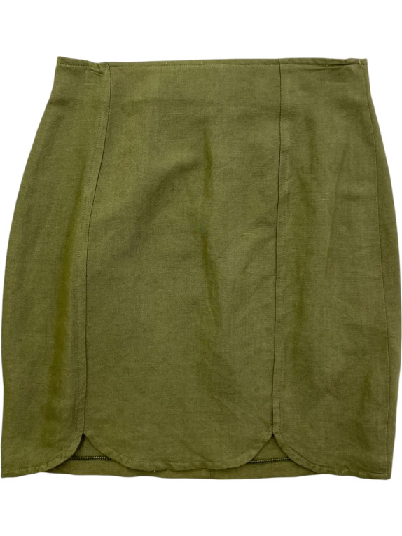 STEFANEL MINI SKIRT IN OLIVE GREEN COLOR WOMEN’S XS