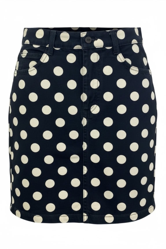 STEFANEL MINI SKIRT POLKA DOT BLUE/WHITE WOMEN'S XS
