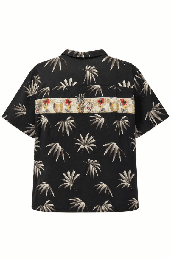 STEVE BARRI CAMICIA HAWAIIAN GRAPHIC NAVY UOMO PRE OWNED L