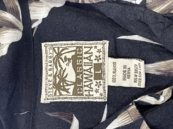 STEVE BARRI CAMICIA HAWAIIAN GRAPHIC NAVY UOMO PRE OWNED L