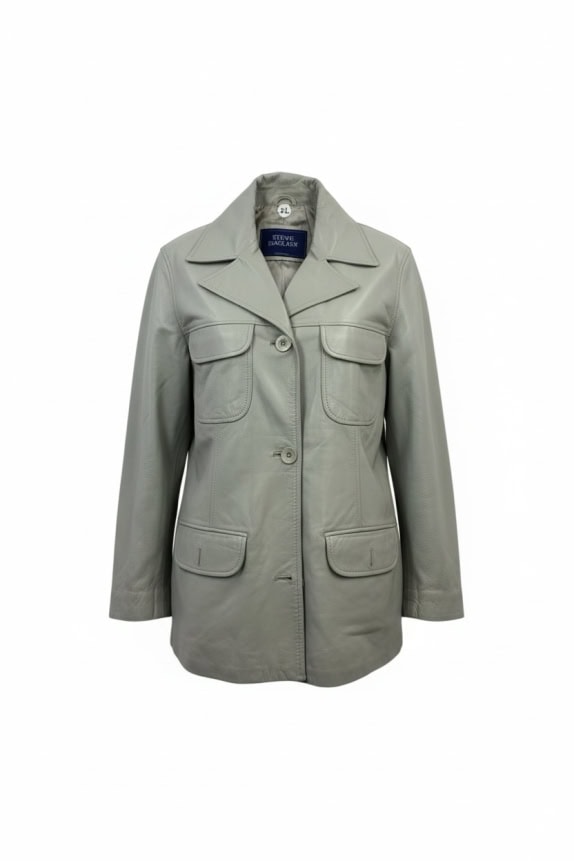 Steve Sinclair Giacca in pelle Grigio-Verde (XL)