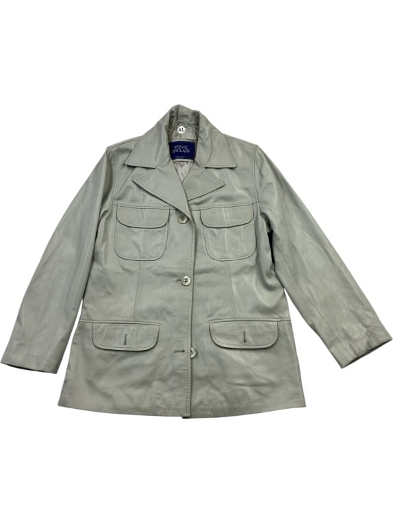 Steve Sinclair Giacca in pelle Grigio-Verde (XL)