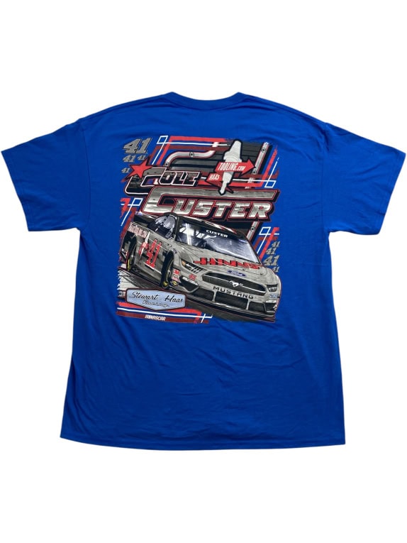 STEWART HAAS RACING T SHIRT COLE CUSTER 41 RACING BLUE UNISEX XL pre-owned