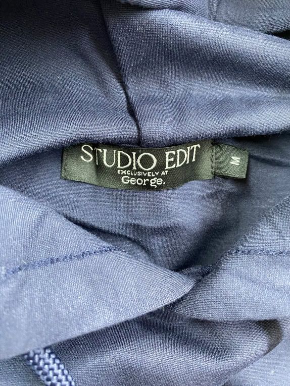 Studio Edit Felpa Hoodie Casual con Logo Blu Scuro da Uomo M