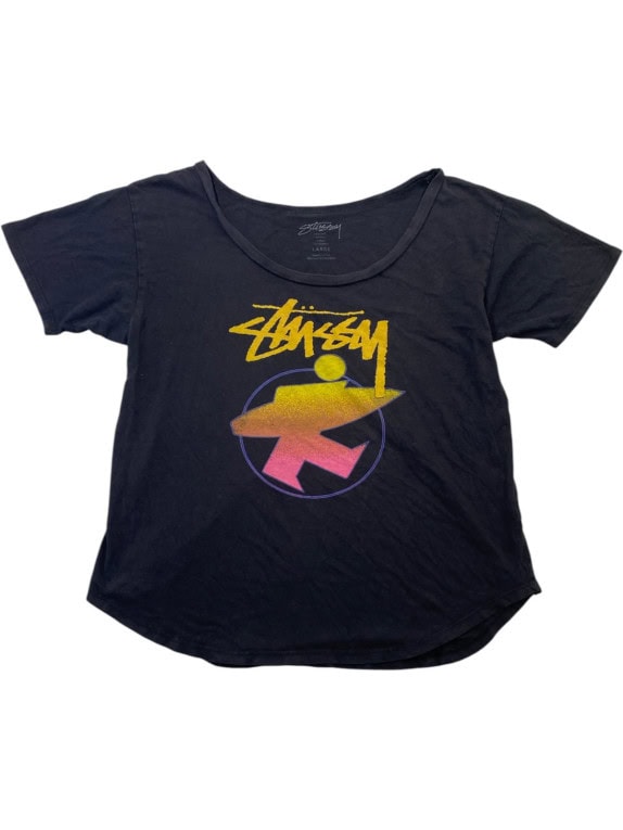 STUSSY GRAPHIC TEE STREETWEAR ΞΕΘΩΡΙΑΣΜΕΝΟ ΜΑΥΡΟ ΓΥΝΑΙΚΕΙΟ PRE OWNED L