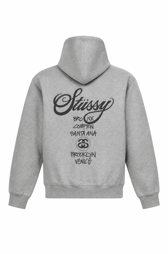 STUSSY HOODIE MINIMAL ΓΚΡΙ ΑΝΤΡΙΚΟ PRE OWNED S