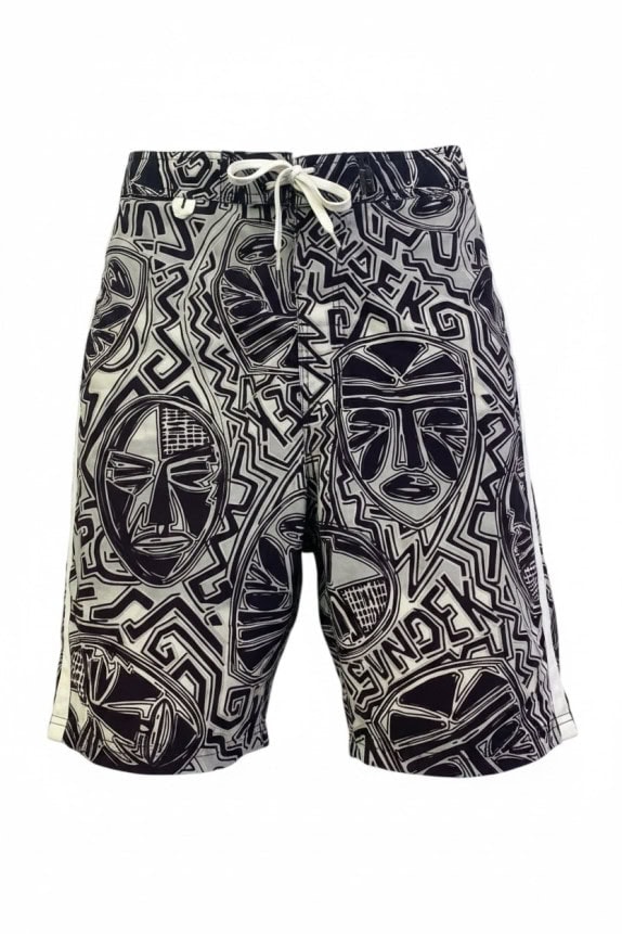 SUNDEK SWIM SHORTS GRAPHIC BLACK WHITE MEN PRE OWNED M