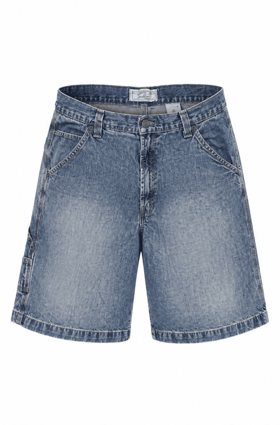 SUPERDRY DENIM BERMUDA SHORTS WASHED BLUE UNISEX PRE OWNED L