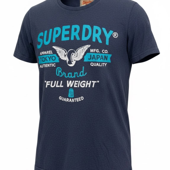 SUPERDRY T-SHIRT MINIMAL BLU NAVY UNISEX USATO M