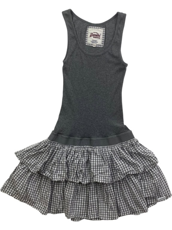 SuperDry Vintage Mini Φόρεμα Cotton Logo Γκρι Γυναικείο XS