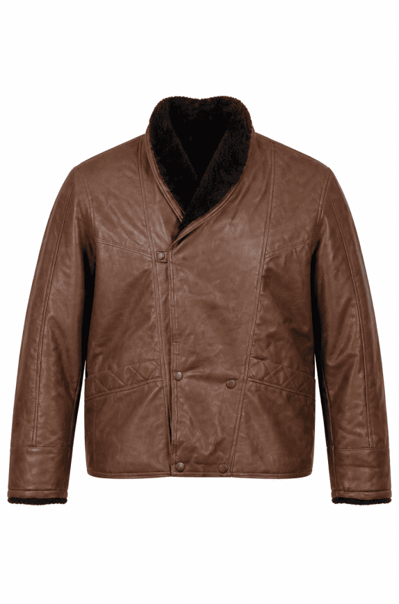 1980s T. SHEARLING ΔΕΡΜΑΤΙΝΟ JACKET CLASSIC ΚΑΦΕ ΑΝΤΡΙΚΟ PRE OWNED XL