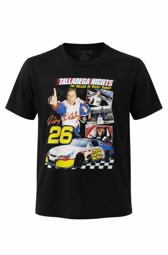 TALLADEGA NIGHTS T SHIRT GRAPHIC RACING NERO UOMO PRE OWNED L
