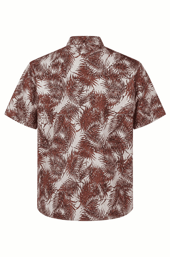 TASSO ISLAND HAWAIIAN PRINT SHIRT BURGUNDY MEN PRE OWNED S
