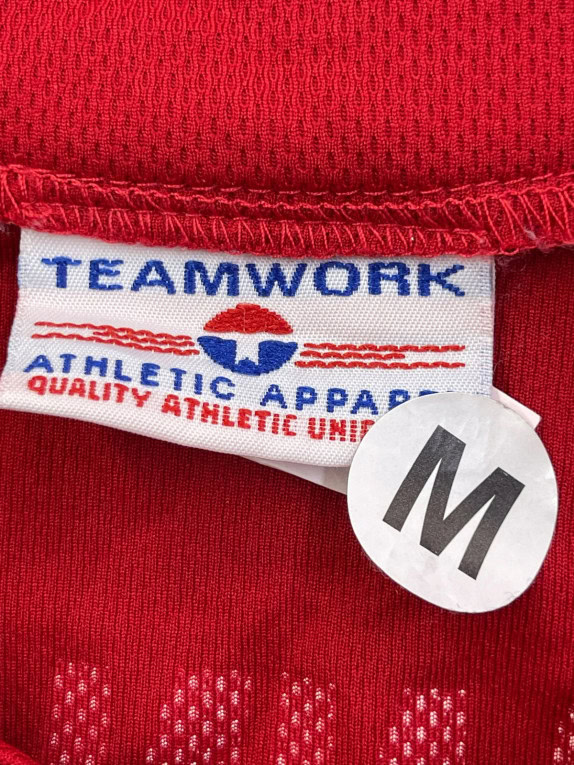 TEAMWORK BASEBALL SHIRT ATHLETIC RED MENS PRE OWNED M