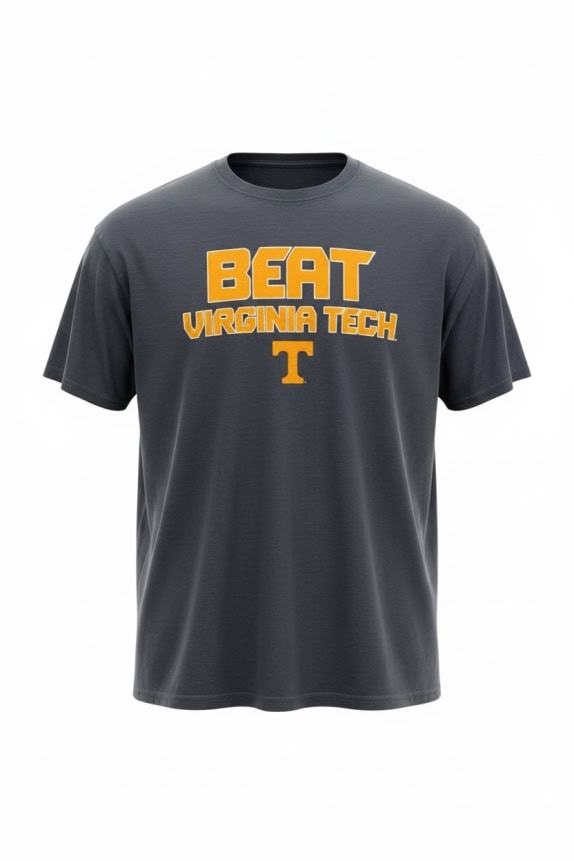 TENNESSEE VOLUNTEERS T-SHIRT BEAT VIRGINIA TECH LOGO ΜΑΥΡΟ UNISEX XL