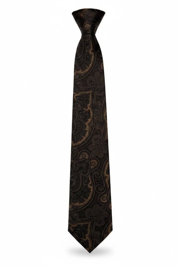 TERRONI TIE PAISLEY BROWN MENS PRE OWNED