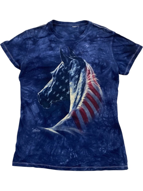 THE MOUNTAIN T-Shirt Tie-Dye Graphic Horse Print Μπλε Γυναικείο L