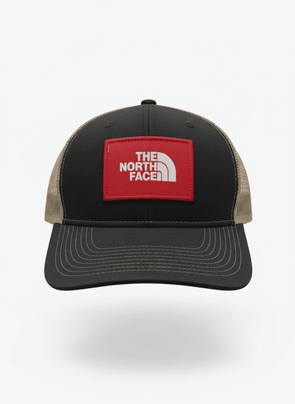 THE NORTH FACE TRUCKER CAP BLACK BEIGE UNISEX PRE OWNED