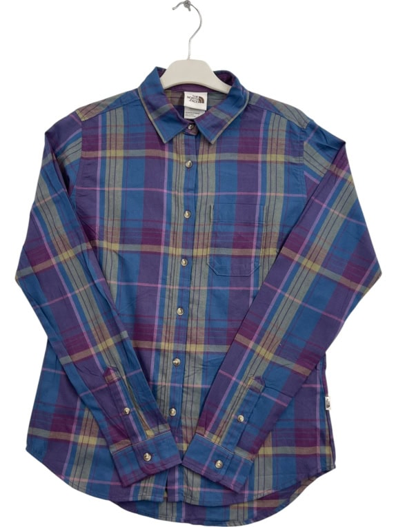 THE NORTH FACE SHIRT CLASSIC PLAID BLUE WOMEN PRE OWNED S