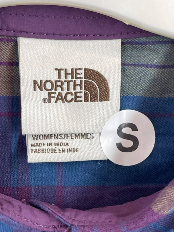 THE NORTH FACE SHIRT CLASSIC PLAID BLUE WOMEN PRE OWNED S