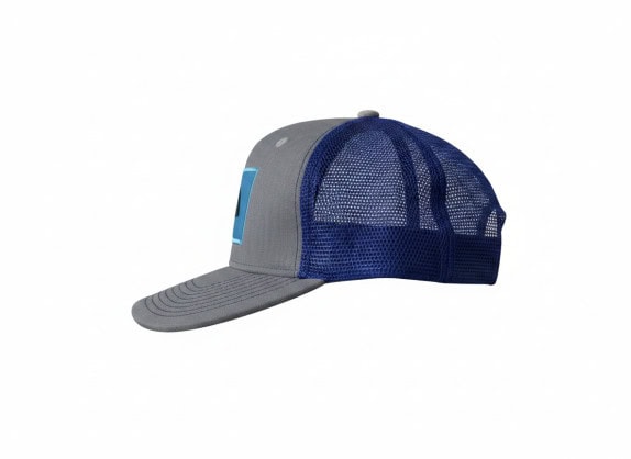 THE NORTH FACE TRUCKER CAP LOGO GREY BLUE UNISEX PRE OWNED