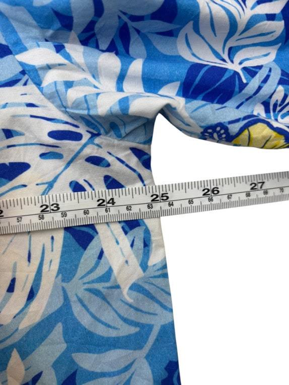 THE PARLOHA HAWAIIAN SHIRT TROPICAL BLUE MEN PRE OWNED L