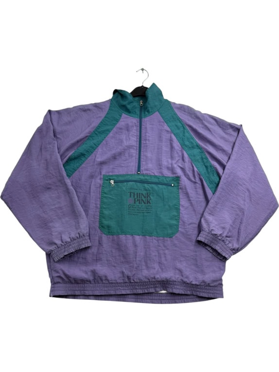 THINK PINK Giacca sportiva vintage da uomo con logo viola verde da uomo 2XL