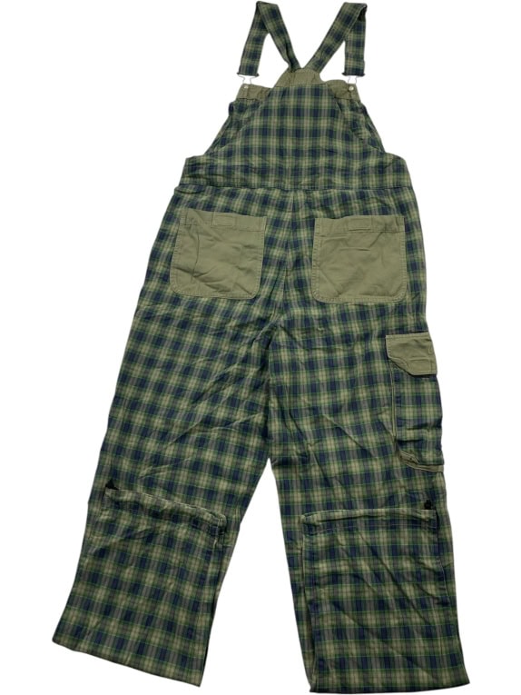 THINK PINK Salopette vintage a quadri verde / blu da uomo L