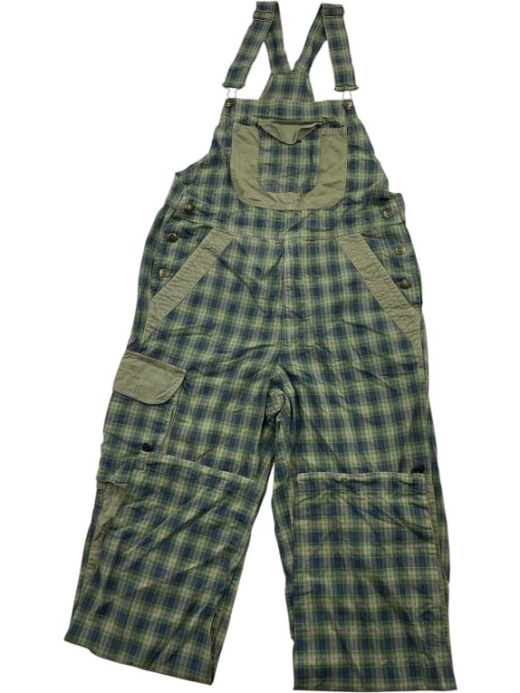THINK PINK Salopette vintage a quadri verde / blu da uomo L