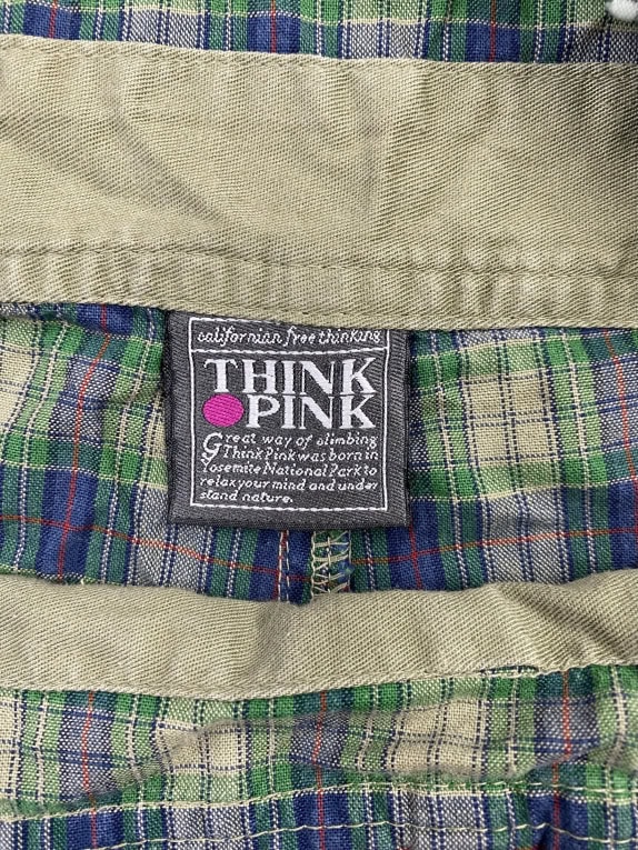 THINK PINK Salopette vintage a quadri verde / blu da uomo L