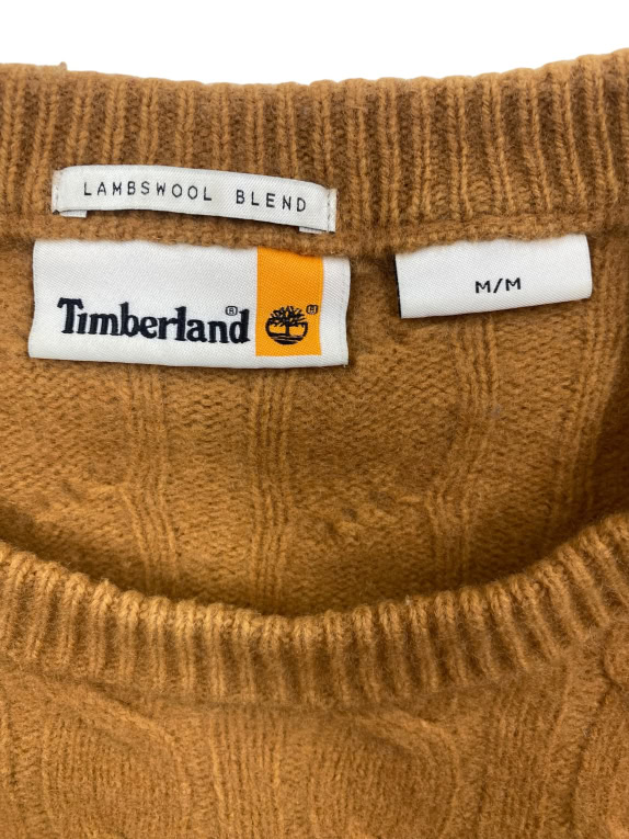 Timberland Πλεκτό Πουλόβερ Cable Knit Lambswool Blend Logo Καφέ Ανδρικό M