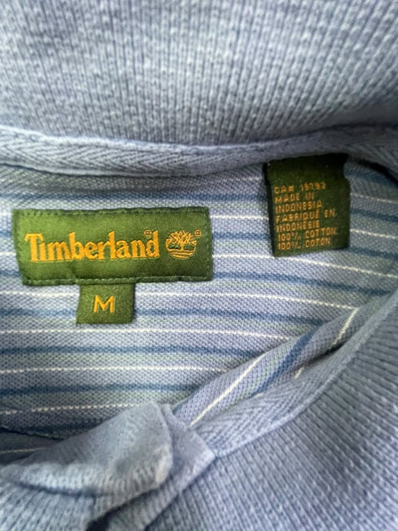 Timberland Polo Shirt Striped Light Blue Men’s M