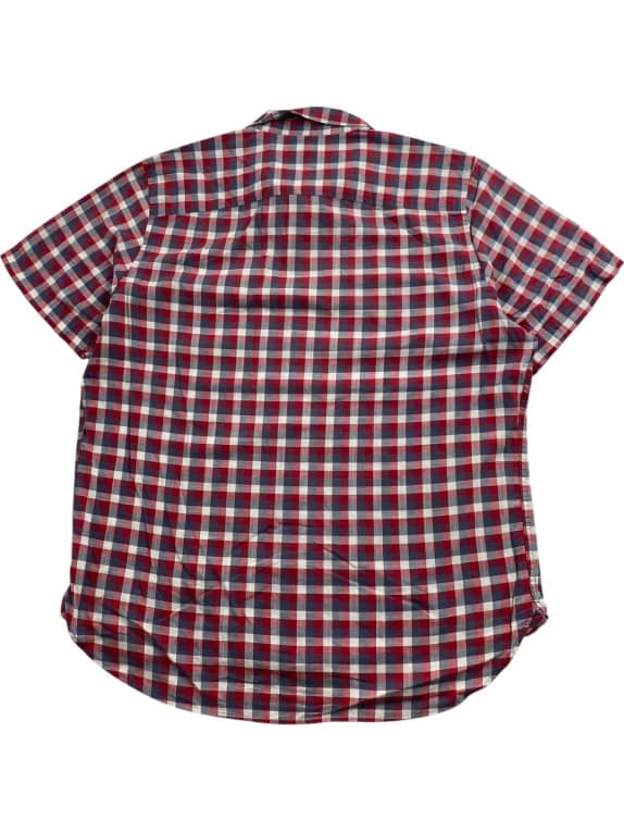 TIMBERLAND Camicia casual a quadri con logo ricamato rosso/blu da uomo M