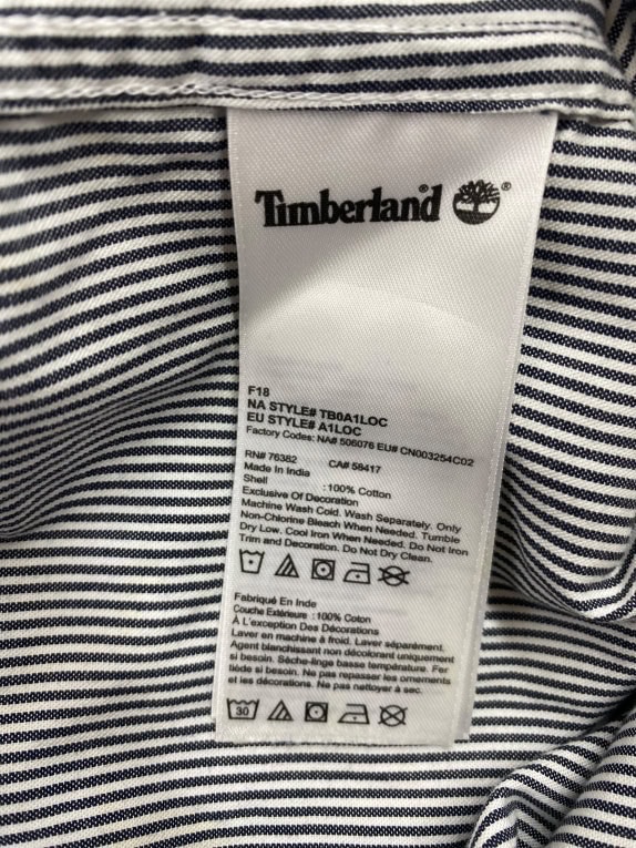 TIMBERLAND CASUAL SHIRT WITH LOGO BLUE/WHITE MEN'S XXL