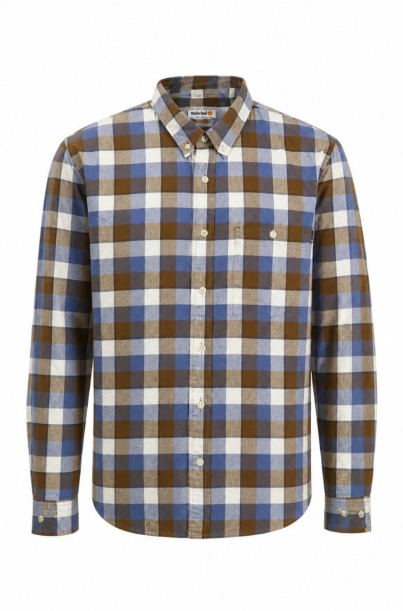 TIMBERLAND SHIRT CHECKED BLUE BROWN MALE PRE OWNED L